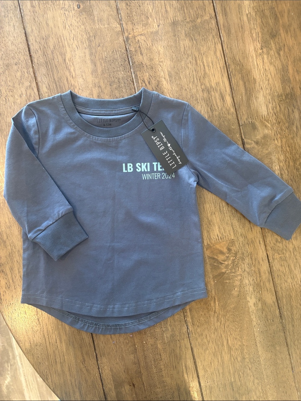 Little Bipsy Blue LB Ski Team Long Sleeve Tee. Size 6-12 months. BNWT.